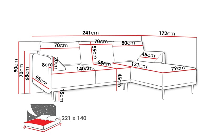 Enaya Sovesofa Med 3-Seters Divan - Beige - Møbler - Sofaer - Sovesofaer