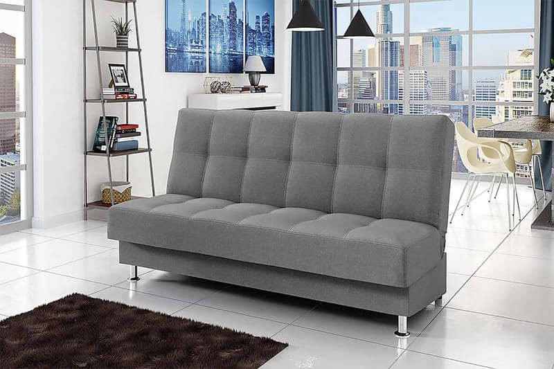 Enduro 3-seters Rektangulær Sovesofa 120x195 cm med Oppbevaring i Stoff - Grå - Møbler - Sofaer - Sovesofaer
