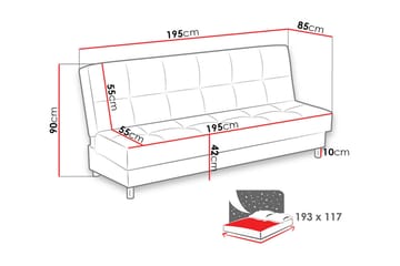 Enduro 3-seters Sovesofa 117x193 cm med Oppbevaring i Stoff - Antrasitt - Møbler - Sofaer - Sovesofaer