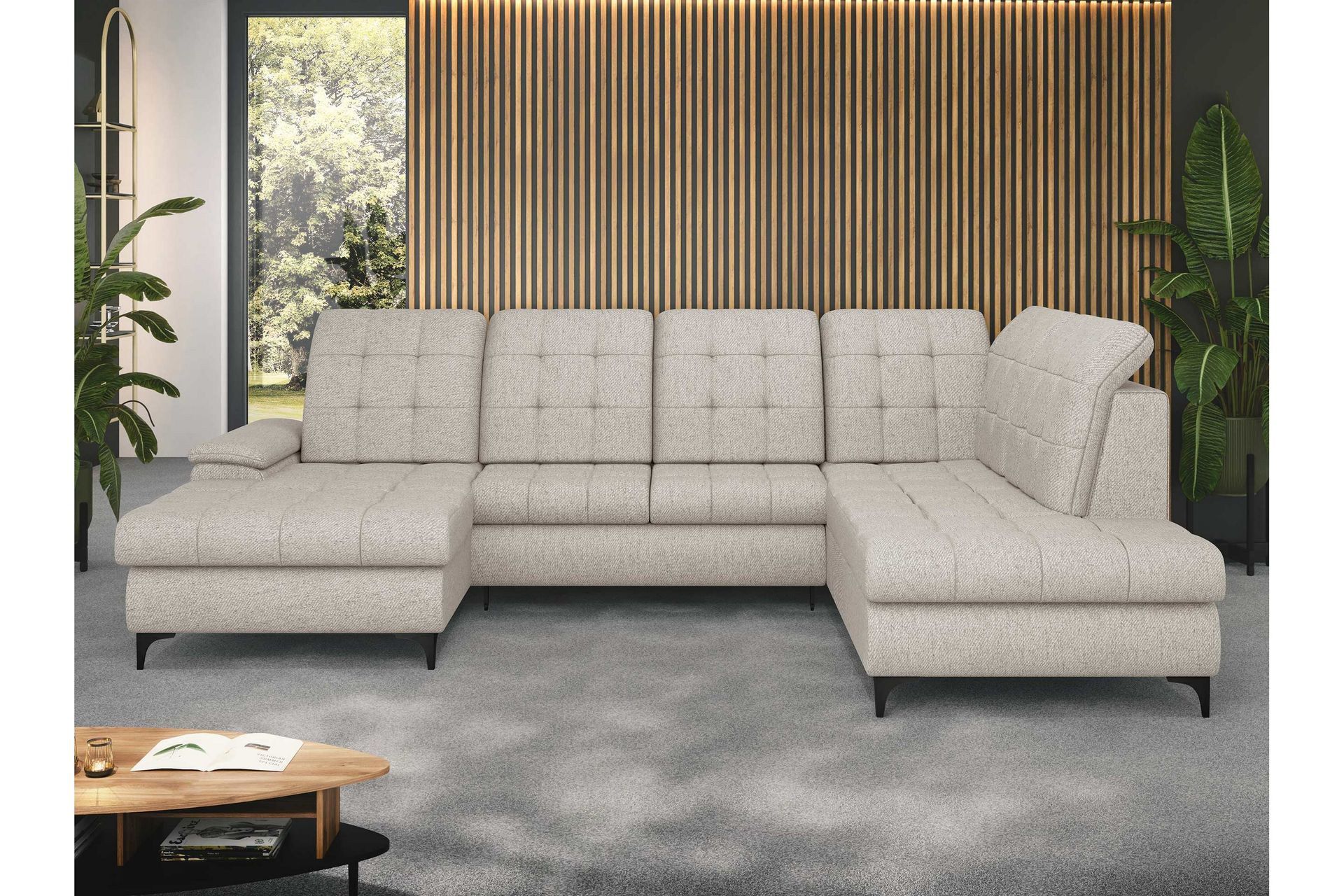 Enzo Sovesofa med Sjeselong og Dobbel Sjeselong 4-seter - Beige - Møbler - Sofaer - Sovesofaer