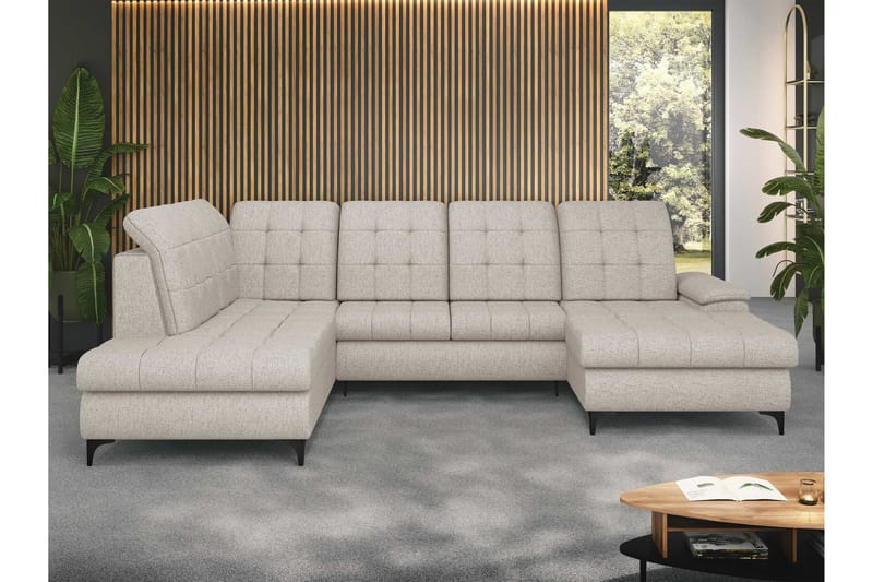 Enzo Sovesofa med Sjeselong og Dobbel Sjeselong 4-seter - Beige - Møbler - Sofaer - Sovesofaer