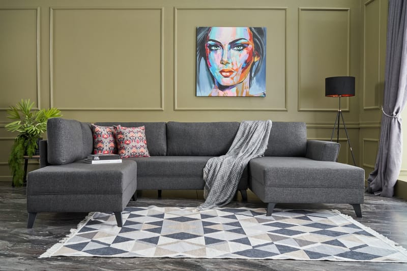 Eriska U-Sovesofa - Antrasitt/Svart - Møbler - Sofaer - Sovesofaer