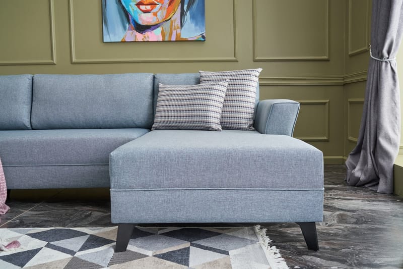 Eriska U-Sovesofa - Blå/Svart - Møbler - Sofaer - Sovesofaer
