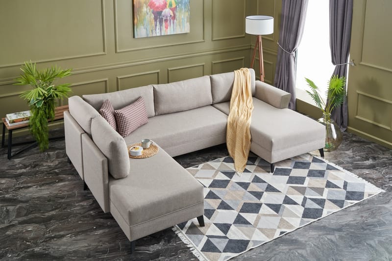 Eriska U-Sovesofa - Kremhvit/Svart - Møbler - Sofaer - Sovesofaer
