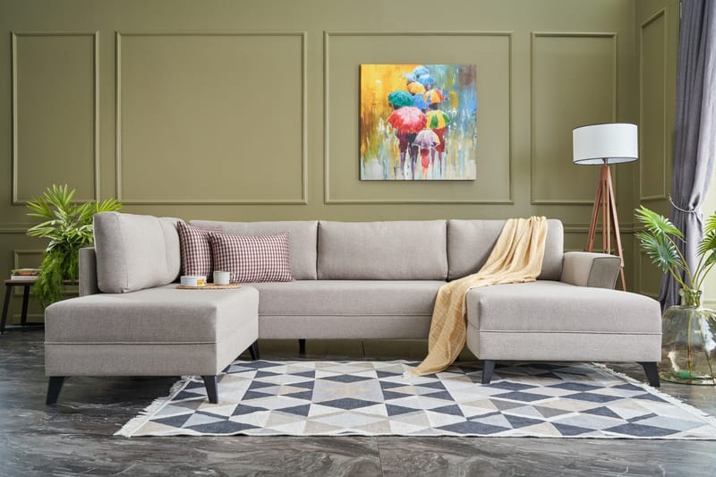 Eriska U-Sovesofa - Kremhvit/Svart - Møbler - Sofaer - Sovesofaer