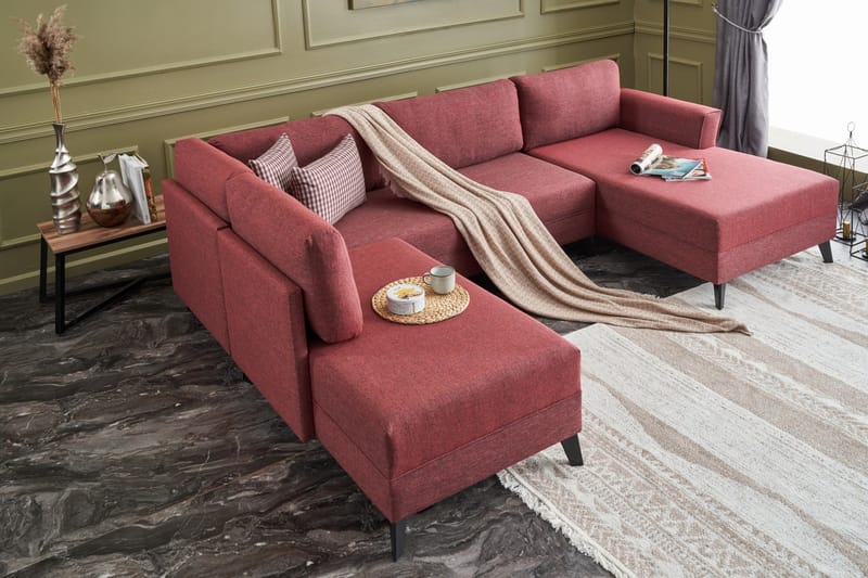 Eriska U-Sovesofa - Rød/Svart - Møbler - Sofaer - Sovesofaer
