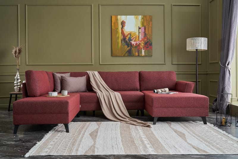 Eriska U-Sovesofa - Rød/Svart - Møbler - Sofaer - Sovesofaer