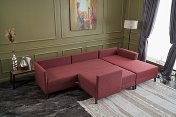 Eriska U-Sovesofa - Rød/Svart - Møbler - Sofaer - Sovesofaer