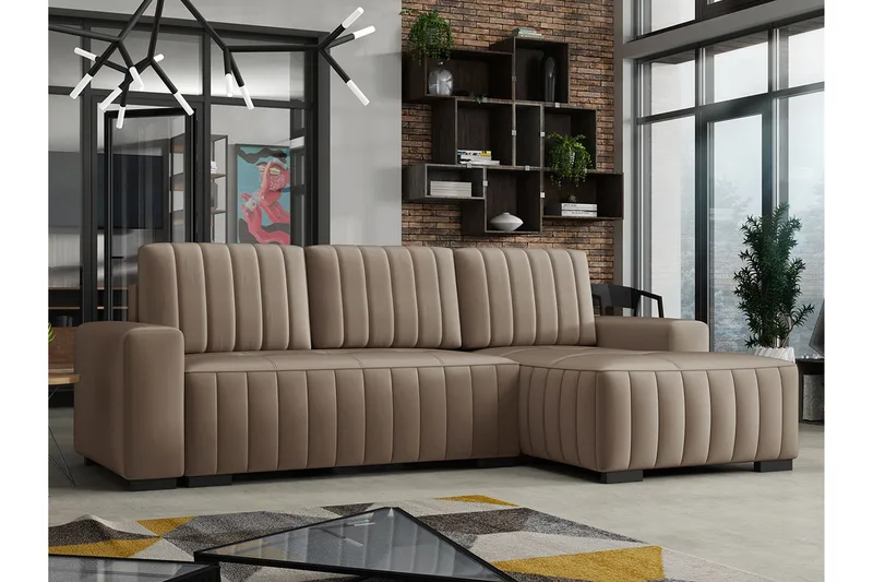 Esher 3-seters Hjørnesofa Høyre - Beige - Møbler - Sofaer - Sovesofaer