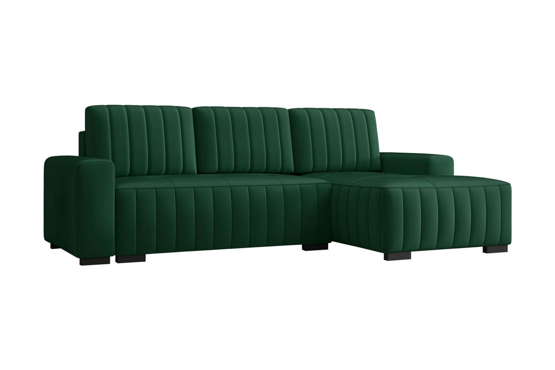 Esher 3-seters Hjørnesofa Høyre - Plysch/Grønn - Møbler - Sofaer - Sovesofaer