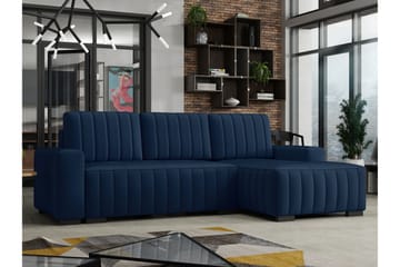 Esher 3-seters Hjørnesofa Høyre - Plysch/Blå - Møbler - Sofaer - Sovesofaer