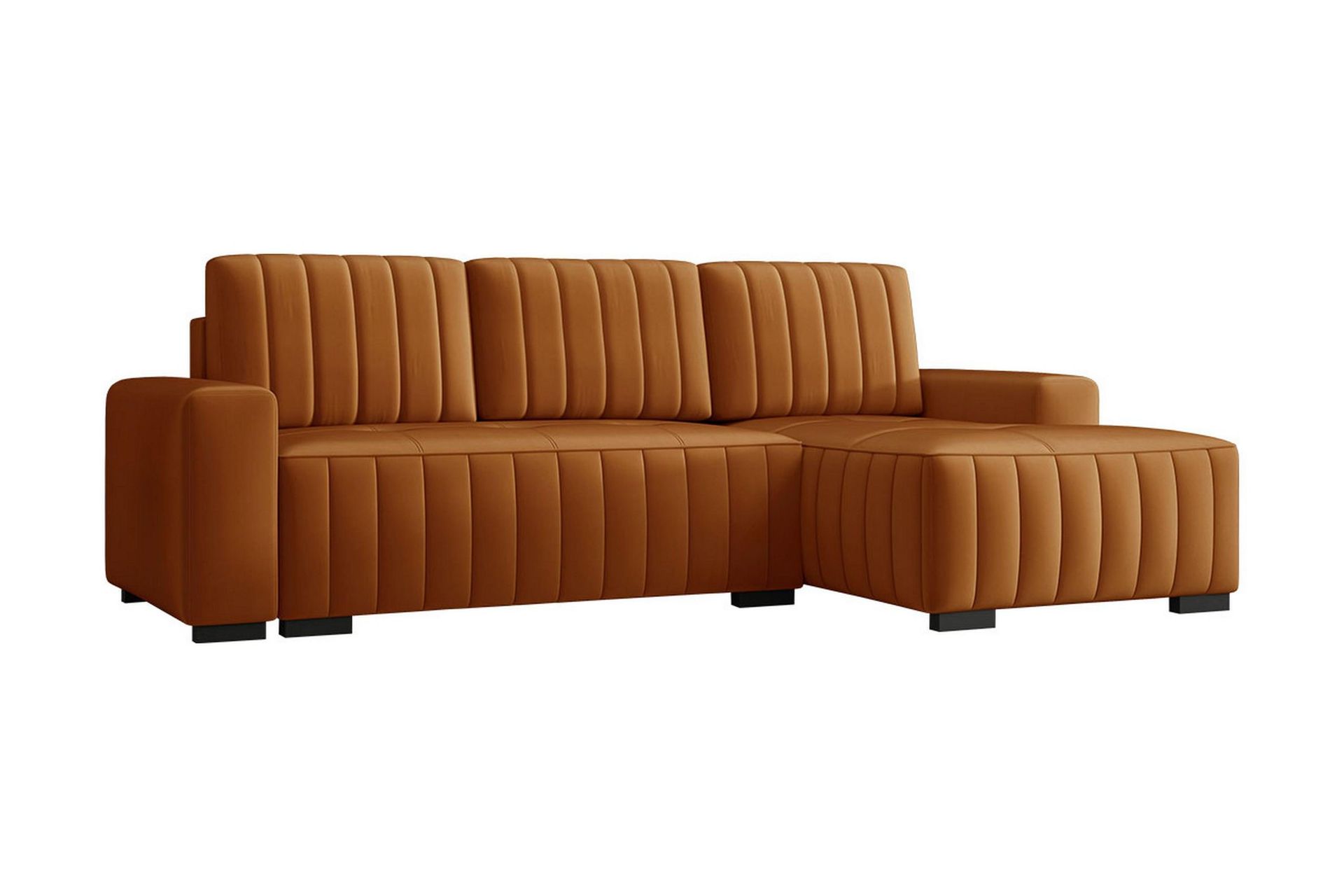 Esher 3-seters Hjørnesofa Høyre - Plysch/Brun