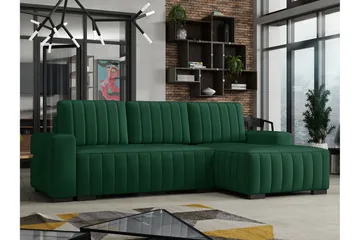 Esher 3-seters Hjørnesofa Høyre - Plysch/Grønn - Møbler - Sofaer - Sovesofaer