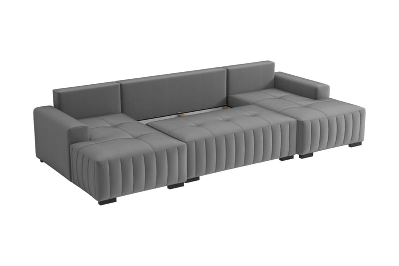 Esher Sovesofa med Dobbel Sjeselong 4-seter i Plysj - Beige - Møbler - Sofaer - Sovesofaer