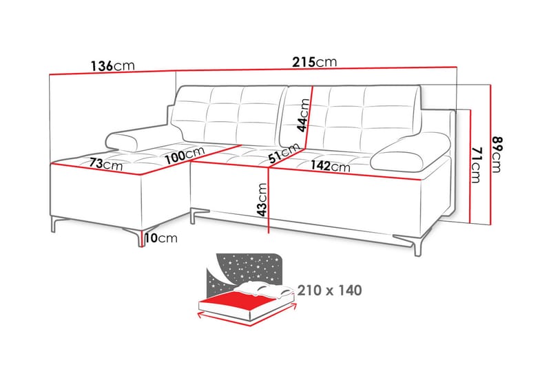 FABIO 4-seters Sovesofa Venstre - Beige - Sovesofaer - Sovesofa divan