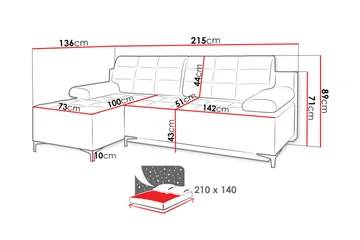 FABIO 4-seters Sovesofa Venstre - Beige - Møbler - Sofaer - Sovesofaer