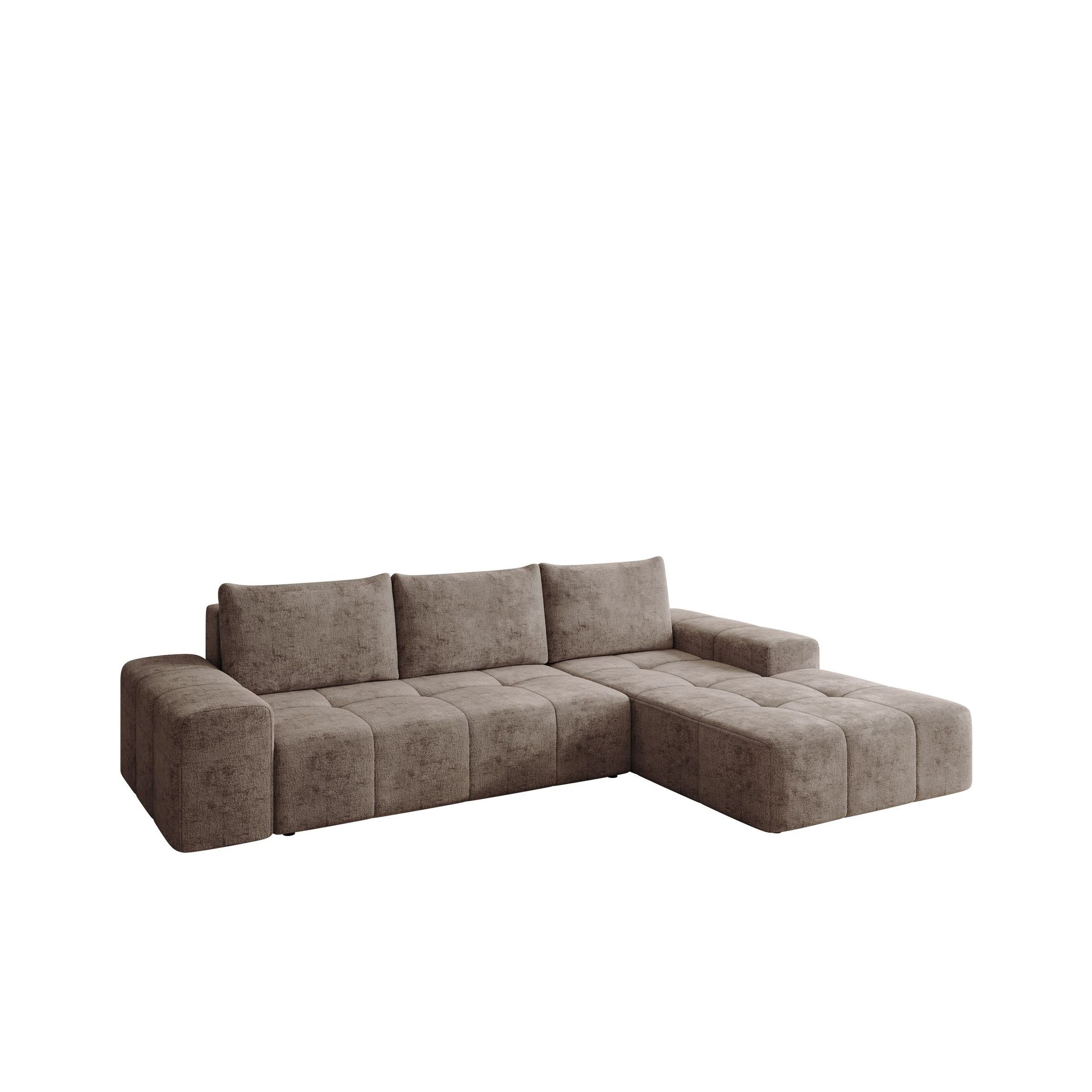 Falor 3-seters sovesofa med divan, høyrevendt - brun