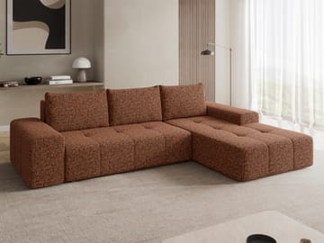 Falor 3-seters sovesofa med divan, høyrevendt - brun - Møbler - Sofaer - Sovesofaer
