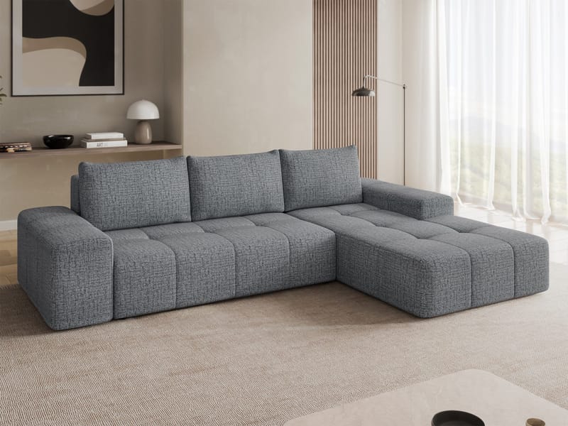Falor 3-seters sovesofa med divan, høyrevendt - grå - Møbler - Sofaer - Sovesofaer