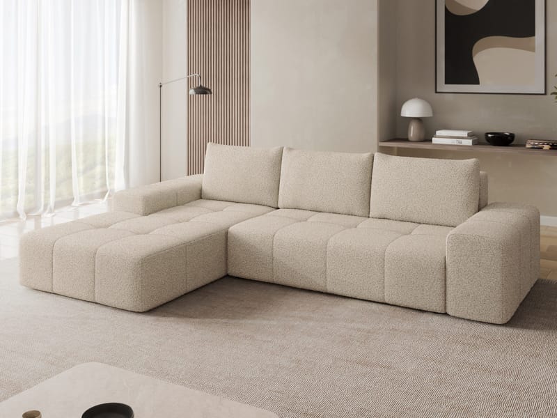 Falor 3-seters sovesofa med divan, venstrevendt - Beige - Møbler - Sofaer - Sovesofaer