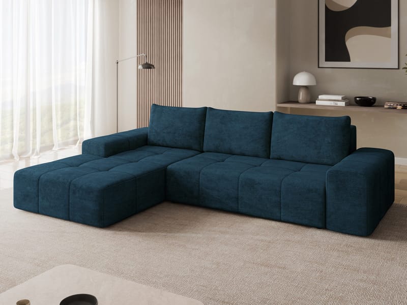Falor 3-seters sovesofa med divan, venstrevendt - blå - Møbler - Sofaer - Sovesofaer