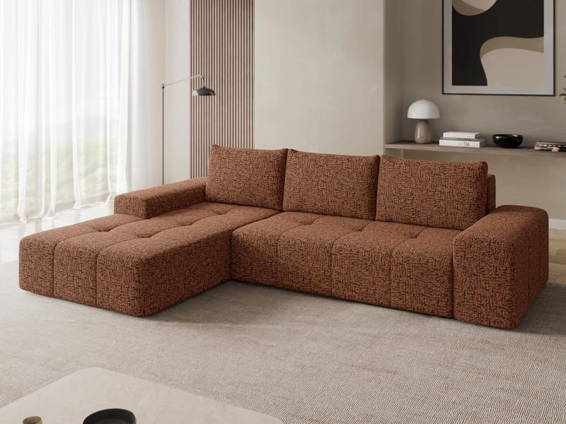 Falor 3-seters sovesofa med divan, venstrevendt - brun - Møbler - Sofaer - Sovesofaer