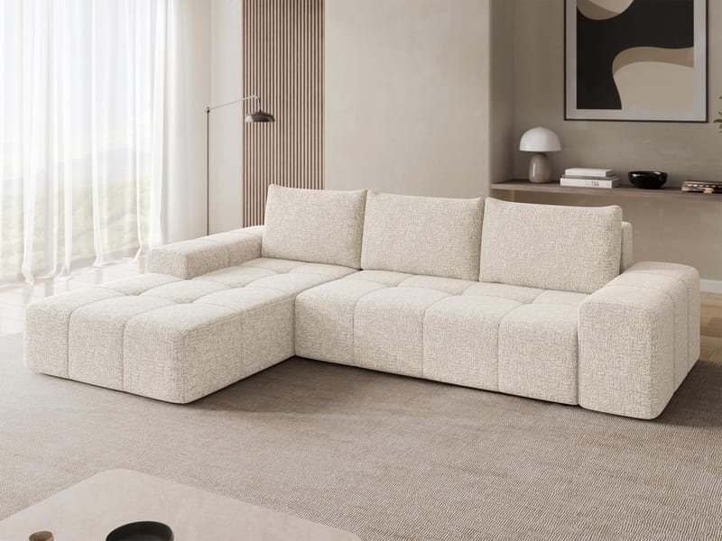 Falor 3-seters sovesofa med divan, venstrevendt - Lys beige - Møbler - Sofaer - Sovesofaer