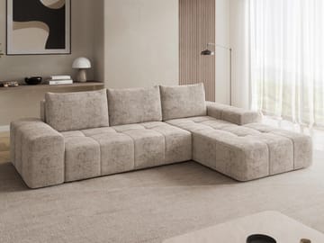 Falor 3-seters sovesofa med sjeselong høyre og oppbevaring - Beige - Møbler - Sofaer - Sovesofaer