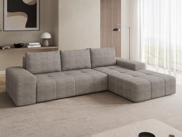 Falor 3-seters sovesofa med sjeselong høyre og oppbevaring - Mørk beige - Møbler - Sofaer - Sovesofaer