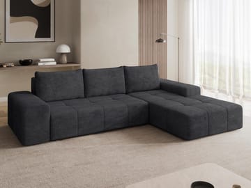 Falor 3-seters sovesofa med sjeselong høyre og oppbevaring - Svart - Møbler - Sofaer - Sovesofaer