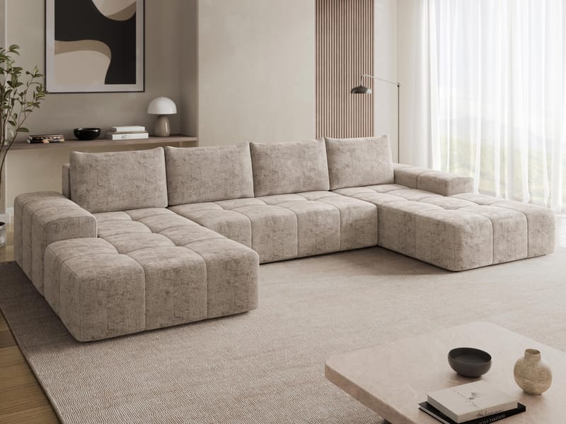 Falor 5-seters U-formet sovesofa med oppbevaring - Beige - Møbler - Sofaer - Sovesofaer
