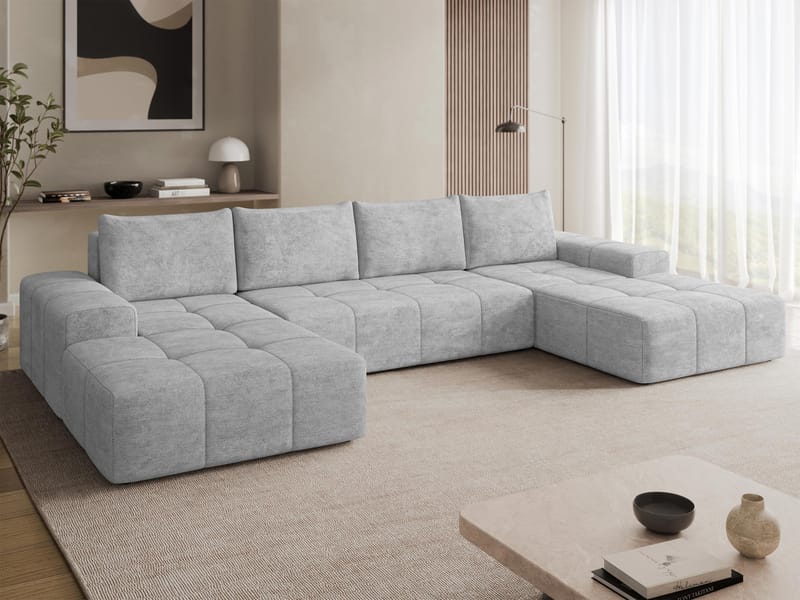 Falor 5-seters U-formet sovesofa med oppbevaring - Grå - Møbler - Sofaer - Sovesofaer