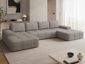 Falor 5-seters U-formet sovesofa med oppbevaring - Mørk beige - Møbler - Sofaer - Sovesofaer