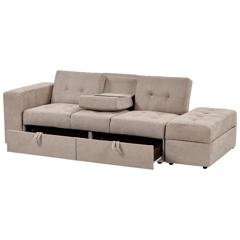 Falster 3-seters Sovesofa 90x150 cm med Oppbevaring i Stoff - Taupe - Møbler - Sofaer - Sovesofaer