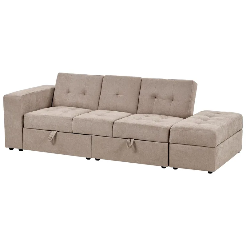 Falster 3-seters Sovesofa 90x150 cm med Oppbevaring i Stoff - Taupe - Møbler - Sofaer - Sovesofaer