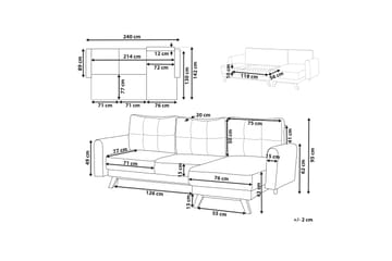 Faustin Hjørnesovesofa 3-seter - Grå/Lyst tre - Møbler - Sofaer - Sovesofaer