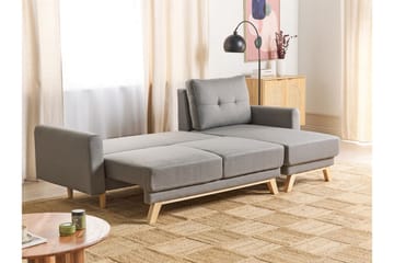 Faustin Hjørnesovesofa 3-seter - Grå/Lyst tre - Møbler - Sofaer - Sovesofaer