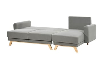 Faustin Hjørnesovesofa 3-seter - Grå/Lyst tre - Møbler - Sofaer - Sovesofaer