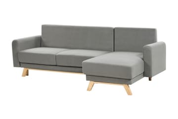 Faustin Hjørnesovesofa 3-seter - Grå/Lyst tre - Møbler - Sofaer - Sovesofaer