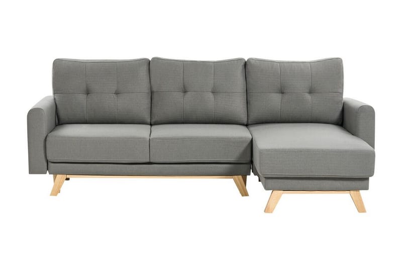Faustin Hjørnesovesofa 3-seter - Grå/Lyst tre - Møbler - Sofaer - Sovesofaer
