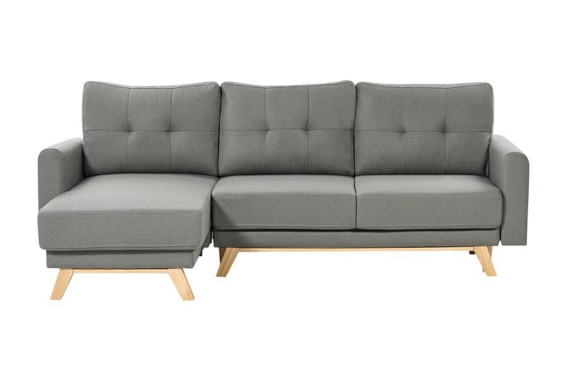 Faustin Hjørnesovesofa 3-seter - Grå/Lyst tre - Møbler - Sofaer - Sovesofaer