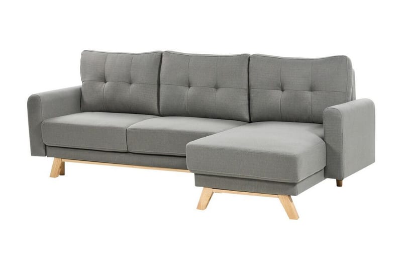 Faustin Hjørnesovesofa 3-seter - Grå/Lyst tre - Møbler - Sofaer - Sovesofaer