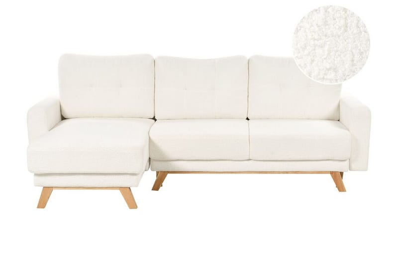 Faustin Hjørnesovesofa 3-seter - Hvit/Lyst tre - Møbler - Sofaer - Sovesofaer
