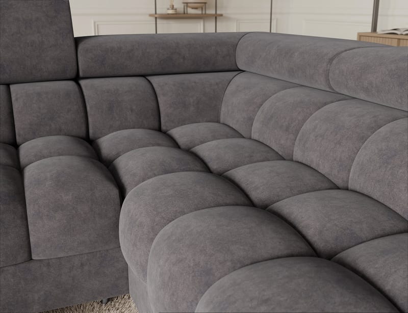 Fectory 6-seters Bubblig hjørnesovesofa med sjeselong og oppbevaring Høyre - Aura 04 - Møbler - Sofaer - Sovesofaer