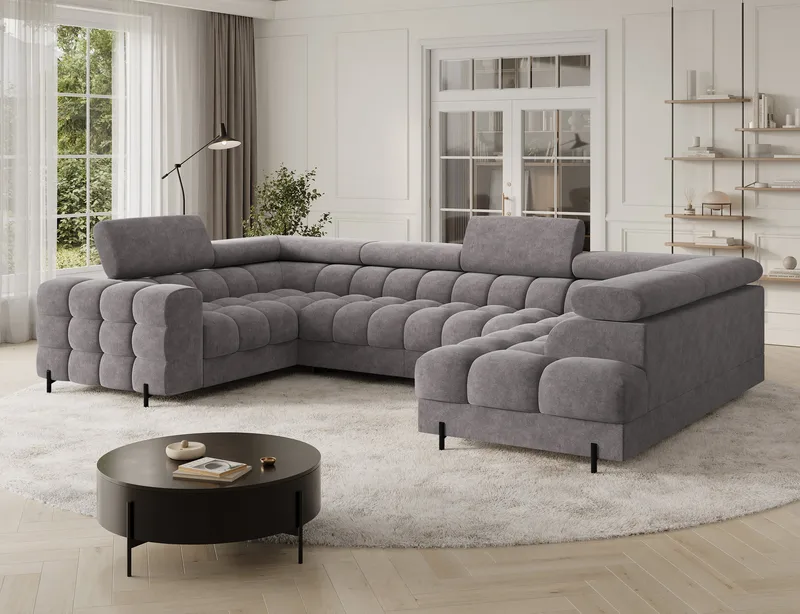Fectory 6-seters Bubblig hjørnesovesofa med sjeselong og oppbevaring Høyre - Aura 04 - Møbler - Sofaer - Sovesofaer