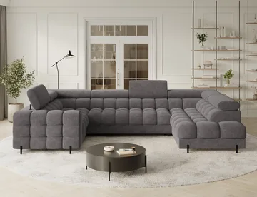 Fectory 6-seters Bubblig hjørnesovesofa med sjeselong og oppbevaring Høyre - Aura 04 - Møbler - Sofaer - Sovesofaer