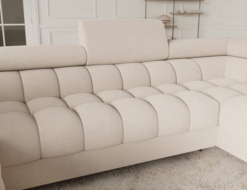 Fectory 6-seters Bubblig hjørnesovesofa med sjeselong og oppbevaring Høyre - Calmora 18 - Møbler - Sofaer - Sovesofaer