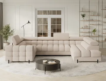 Fectory 6-seters Bubblig hjørnesovesofa med sjeselong og oppbevaring Høyre - Calmora 18 - Møbler - Sofaer - Sovesofaer