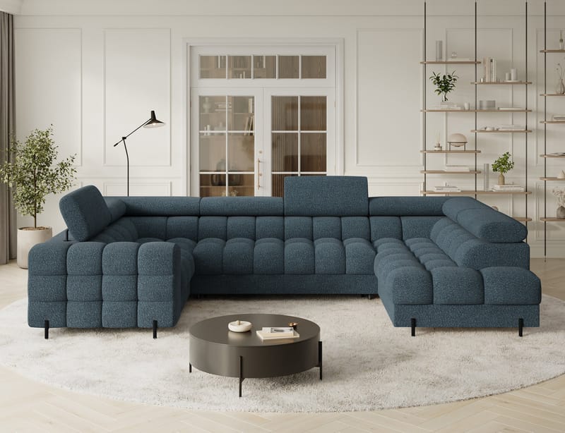 Fectory 6-seters Bubblig hjørnesovesofa med sjeselong og oppbevaring Høyre - Jaffray 40 - Møbler - Sofaer - Sovesofaer