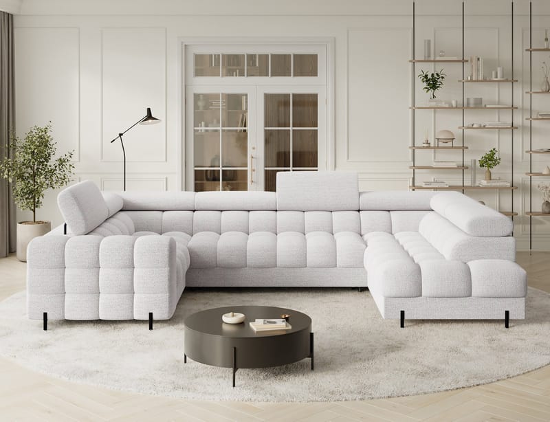 Fectory 6-seters Bubblig hjørnesovesofa med sjeselong og oppbevaring Høyre - Royal 01 - Møbler - Sofaer - Sovesofaer